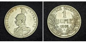 1 Рупія Німецька Східна Африка (1885-1919) Срібло Wilhelm II, German Emperor (1859-1941)