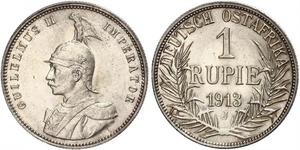 1 Рупія Німецька Східна Африка (1885-1919) Срібло Wilhelm II, German Emperor (1859-1941)