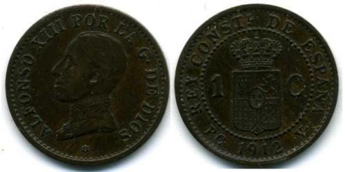 1 Сентімо Королівство Іспанія (1874 - 1931) Бронза Alfonso XIII of Spain (1886 - 1941)