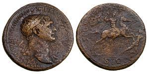 1 Сестерций Римская империя (27BC-395) Бронза Траян (53-117)
