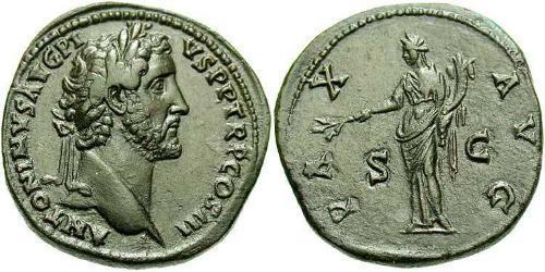 1 Сестерцій Римська імперія (27BC-395) Бронза Антоній Пій  (86-161)