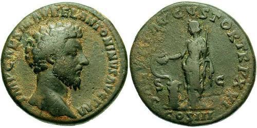 1 Сестерцій Римська імперія (27BC-395) Бронза Марк Аврелій (121-180)