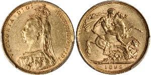 1 Соверен Австралия (1788 - 1939) Золото Виктория (1819 - 1901)