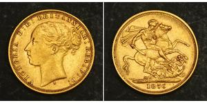 1 Соверен Австралия (1788 - 1939) Золото Виктория (1819 - 1901)