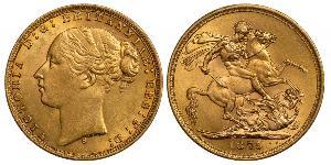 1 Соверен Австралия (1788 - 1939) Золото Виктория (1819 - 1901)