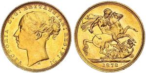 1 Соверен Австралия (1788 - 1939) Золото Виктория (1819 - 1901)