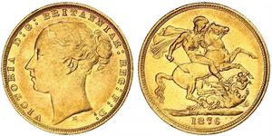 1 Соверен Австралия (1788 - 1939) Золото Виктория (1819 - 1901)