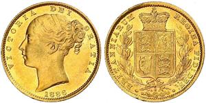 1 Соверен Австралия (1788 - 1939) Золото Виктория (1819 - 1901)