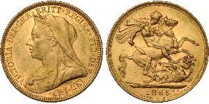 1 Соверен Австралия (1788 - 1939) Золото Виктория (1819 - 1901)