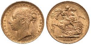 1 Соверен Австралия (1788 - 1939) Золото Виктория (1819 - 1901)