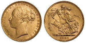 1 Соверен Австралия (1788 - 1939) Золото Виктория (1819 - 1901)