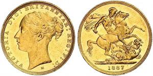 1 Соверен Австралия (1788 - 1939) Золото Виктория (1819 - 1901)