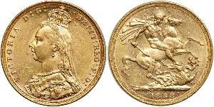 1 Соверен Австралия (1788 - 1939) Золото Виктория (1819 - 1901)