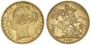 1 Соверен Австралия (1788 - 1939) Золото Виктория (1819 - 1901)