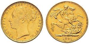 1 Соверен Австралия (1788 - 1939) Золото Виктория (1819 - 1901)