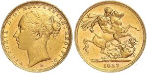 1 Соверен Австралия (1788 - 1939) Золото Виктория (1819 - 1901)