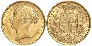 1 Соверен Австралия (1788 - 1939) Золото Виктория (1819 - 1901)