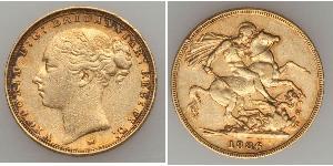 1 Соверен Австралия (1788 - 1939) Золото Виктория (1819 - 1901)
