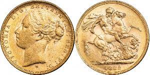 1 Соверен Австралия (1788 - 1939) Золото Виктория (1819 - 1901)