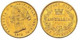 1 Соверен Австралия (1788 - 1939) Золото Виктория (1819 - 1901)