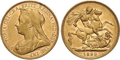 1 Соверен Австралия (1788 - 1939) Золото Виктория (1819 - 1901)