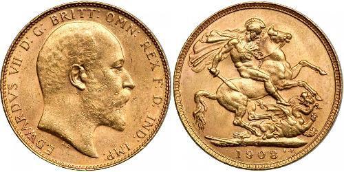 1 Соверен Австралия (1788 - 1939) Золото Эдуард VII (1841-1910)