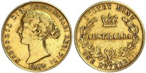 1 Соверен Австралія (1788 - 1939) Золото Вікторія (1819 - 1901)