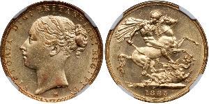 1 Соверен Австралія (1788 - 1939) Золото Вікторія (1819 - 1901)