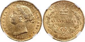 1 Соверен Австралія (1788 - 1939) Золото Вікторія (1819 - 1901)