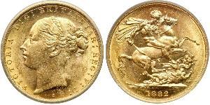 1 Соверен Австралія (1788 - 1939) Золото Вікторія (1819 - 1901)