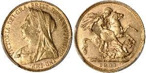 1 Соверен Австралія (1788 - 1939) Золото Вікторія (1819 - 1901)
