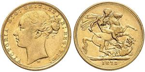 1 Соверен Австралія (1788 - 1939) Золото Вікторія (1819 - 1901)