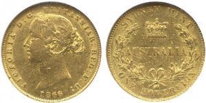 1 Соверен Австралія (1788 - 1939) Золото Вікторія (1819 - 1901)