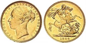 1 Соверен Австралія (1788 - 1939) Золото Вікторія (1819 - 1901)