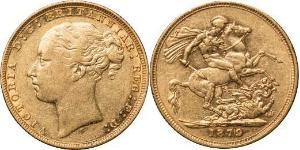 1 Соверен Австралія (1788 - 1939) Золото Вікторія (1819 - 1901)