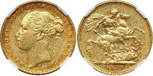 1 Соверен Австралія (1788 - 1939) Золото Вікторія (1819 - 1901)