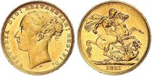 1 Соверен Австралія (1788 - 1939) Золото Вікторія (1819 - 1901)
