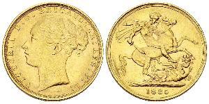 1 Соверен Австралія (1788 - 1939) Золото Вікторія (1819 - 1901)