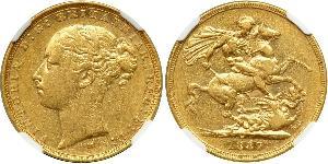 1 Соверен Австралія (1788 - 1939) Золото Вікторія (1819 - 1901)