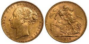 1 Соверен Соединённое королевство Великобритании и Ирландии (1801-1922) Золото Виктория (1819 - 1901)