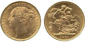 1 Соверен Соединённое королевство Великобритании и Ирландии (1801-1922) Золото Виктория (1819 - 1901)