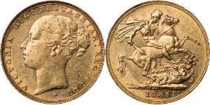 1 Соверен Соединённое королевство Великобритании и Ирландии (1801-1922) Золото Виктория (1819 - 1901)