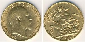 1 Соверен Соединённое королевство Великобритании и Ирландии (1801-1922) Золото Эдуард VII (1841-1910)