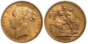 1 Соверен Соединённое королевство Великобритании и Ирландии (1801-1922) Золото Виктория (1819 - 1901)