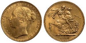 1 Соверен Соединённое королевство Великобритании и Ирландии (1801-1922) Золото Виктория (1819 - 1901)