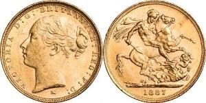 1 Соверен Соединённое королевство Великобритании и Ирландии (1801-1922) Золото Виктория (1819 - 1901)
