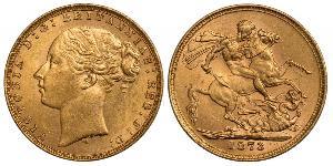 1 Соверен Соединённое королевство Великобритании и Ирландии (1801-1922) Золото Виктория (1819 - 1901)