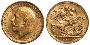 1 Соверен Соединённое королевство Великобритании и Ирландии (1801-1922) Золото Георг V (1865-1936)