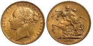 1 Соверен Соединённое королевство Великобритании и Ирландии (1801-1922) Золото Виктория (1819 - 1901)