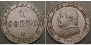 1 Сольдо Папская область (752-1870)  Пий IX (1792- 1878)